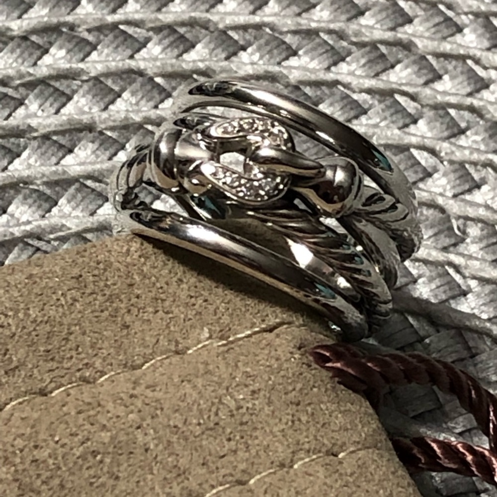 David Yurman Crossover Buckle Ring with Diamonds